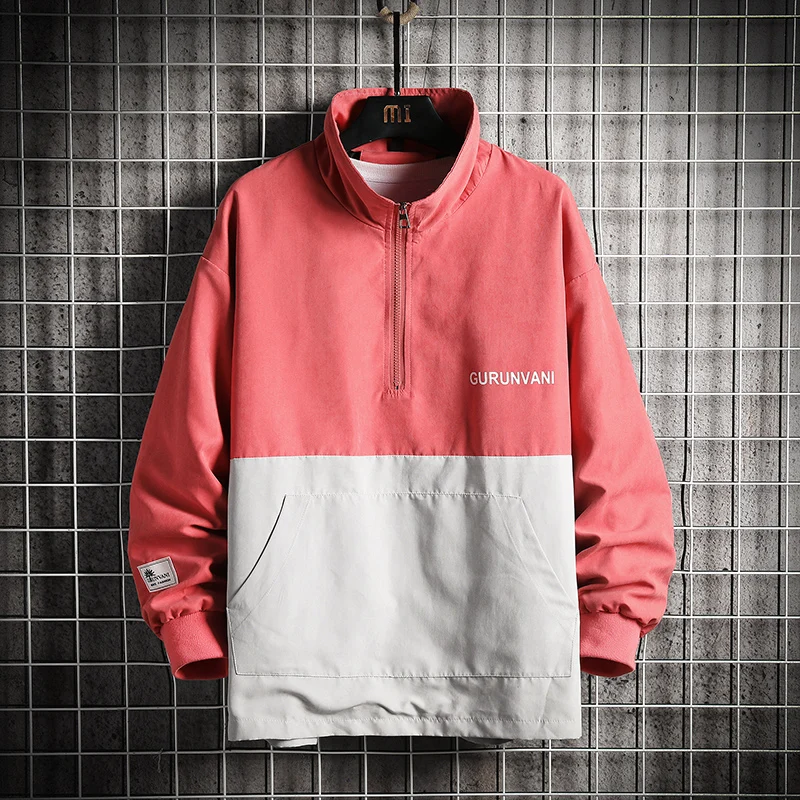 

ANSZKTN Mens Jacket Men 2020 Autumn Patchwork Windbreakers Korean Hip Hop Japanese Streetwear Harajuku Grey Jackets For Men