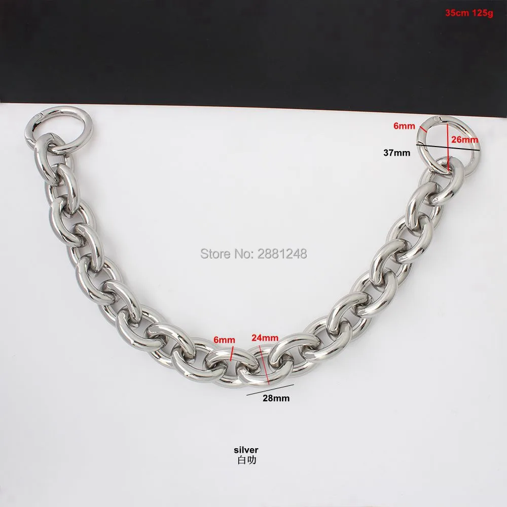 24mm thick round aluminum chain +spring ring Light weight bags strap bag parts handles easy matching Accessory Handbag Straps