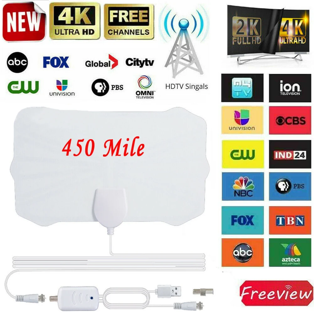 450 миля диапазонная антенна ТВ цифровая HD HDTV 1080P 4K Skywire Antena цифровая-Внутренняя