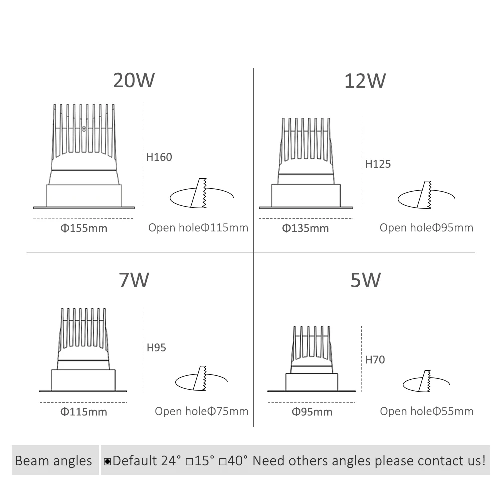 COOJUN Focos Потолочный точечный светильник LED Плафон Opbouw Рамка 220V Витрина 5W 7W 12W 20W