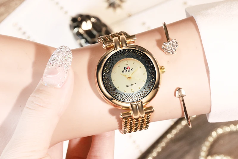 Роскошные брендовые новые модные женские наручные часы полый браслет из нержавеющей стали женские часы женские кварцевые часы relógio