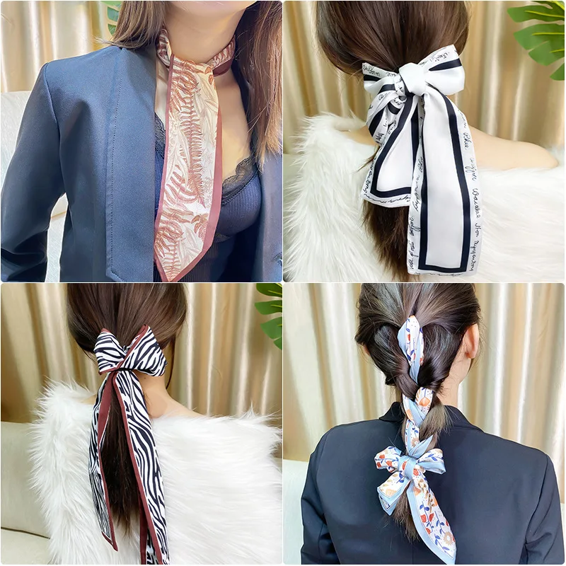 Fashion Print Silk Scarf Headband Hair Bands For Women Girls DIY