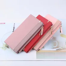 Женские кошельки из натуральной кожи, Женский Длинный кошелек, модная сумка на молнии, разноцветный кошелек, комбинированный Кошелек для монет, billetera mujer# g4