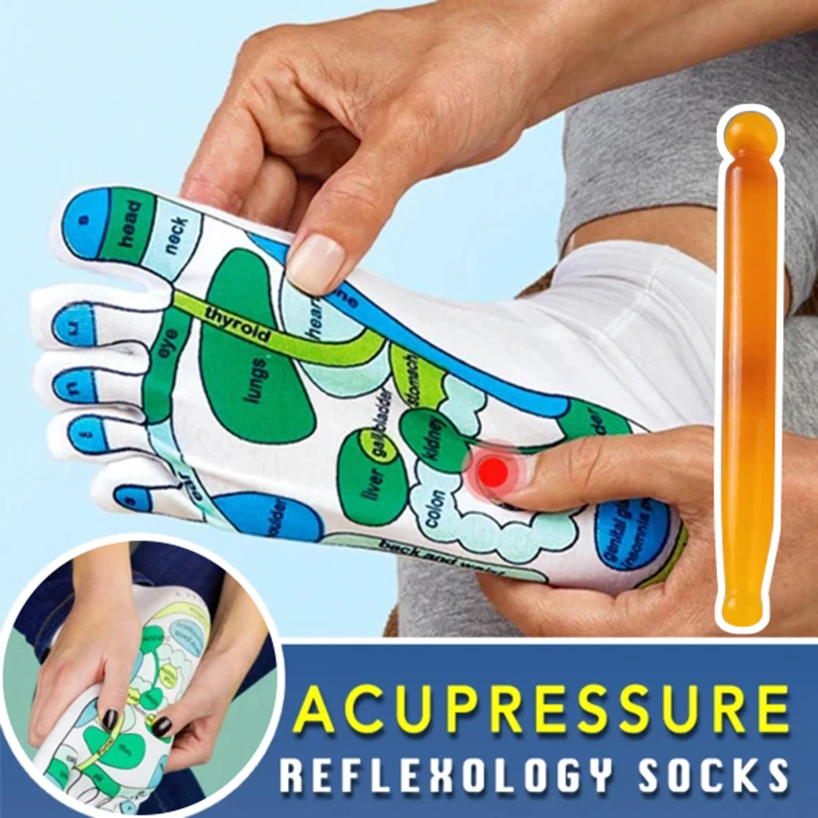 Acupressure Reflexology Socks Foot Massage Socks Anti Slip Breathable Yoga For Fitness Sports Training One Size Massage Stick