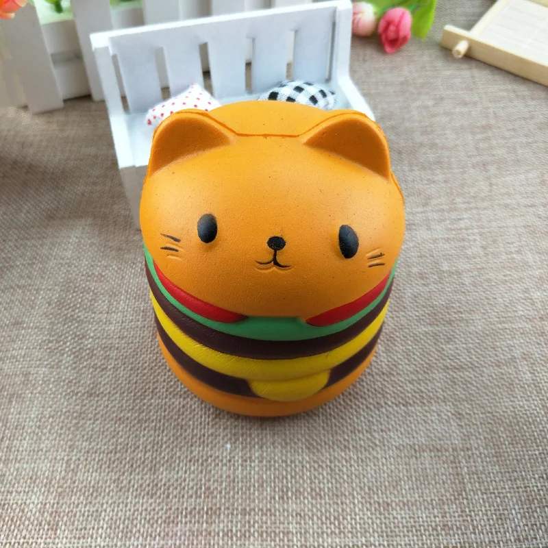 Мягкий кот гамбургер еда Squishys торт снятие стресса игрушки Ароматические Squeeze медленный рост забавная игрушка снятие стресса лечение подарок