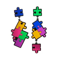 Lovely Acrylic Puzzle Drop Earrings for Women Girl Colorful Irregular Funny Cartoon Puzzles Long Earring Fashion Jewelry Brincos 1