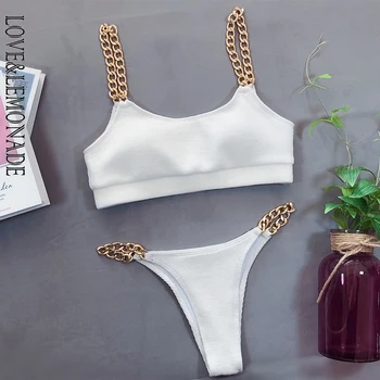 

LOVE & LEMONADE Sexy Metal Chain High Waist Women'S Bikini LMSW13