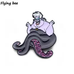 20 шт./лот Flyingbee Ursula смешная брошь и булавка Мультяшные значки эмалированные шпильки с отворотом значок для друзей женщин мужчин X0434