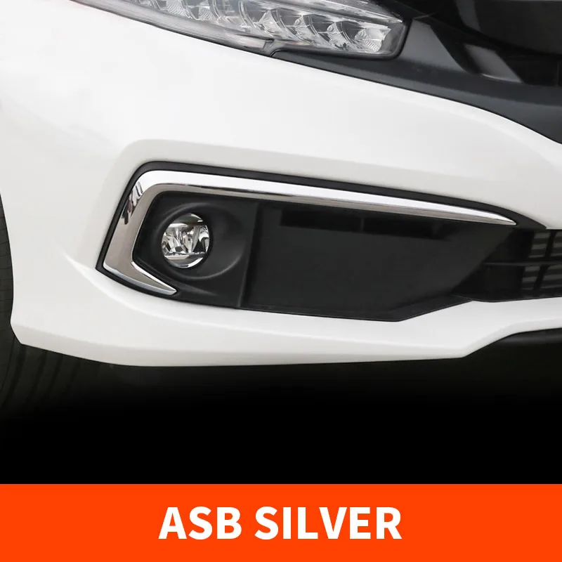 Silver 2PCS Передний противотуманный светильник рамка отделка полосы головной светильник s Аксессуары-модификации для автомобиля для Honda Civic 10th - Название цвета: Silver 2PCS