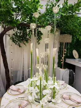 

5pcs )new style Candlestick Candle Holder Display Road Lead Flower Stand Road Crystal Flower Lead Table Centerpiece