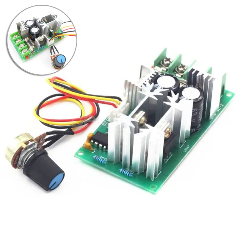 

20A PWM DC Motor Speed Controller 12V 24V 36V 48V /w Potentiometer Knob Switch 25KHZ DC10-60V durable