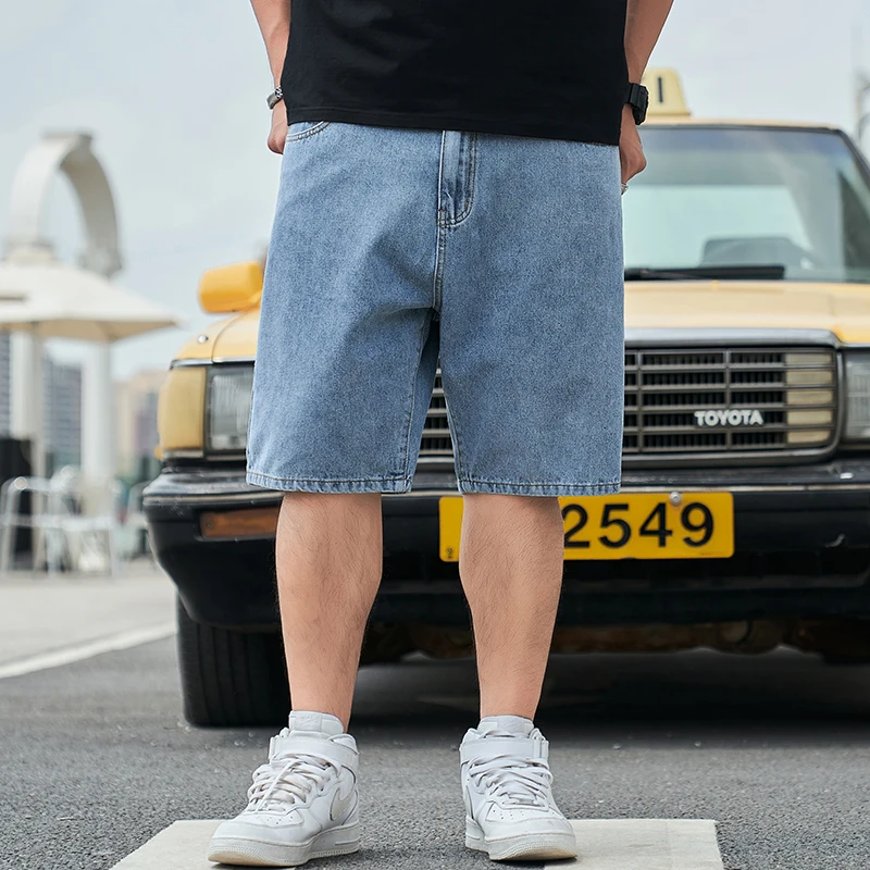 Oversized denim shorts for men, loose 