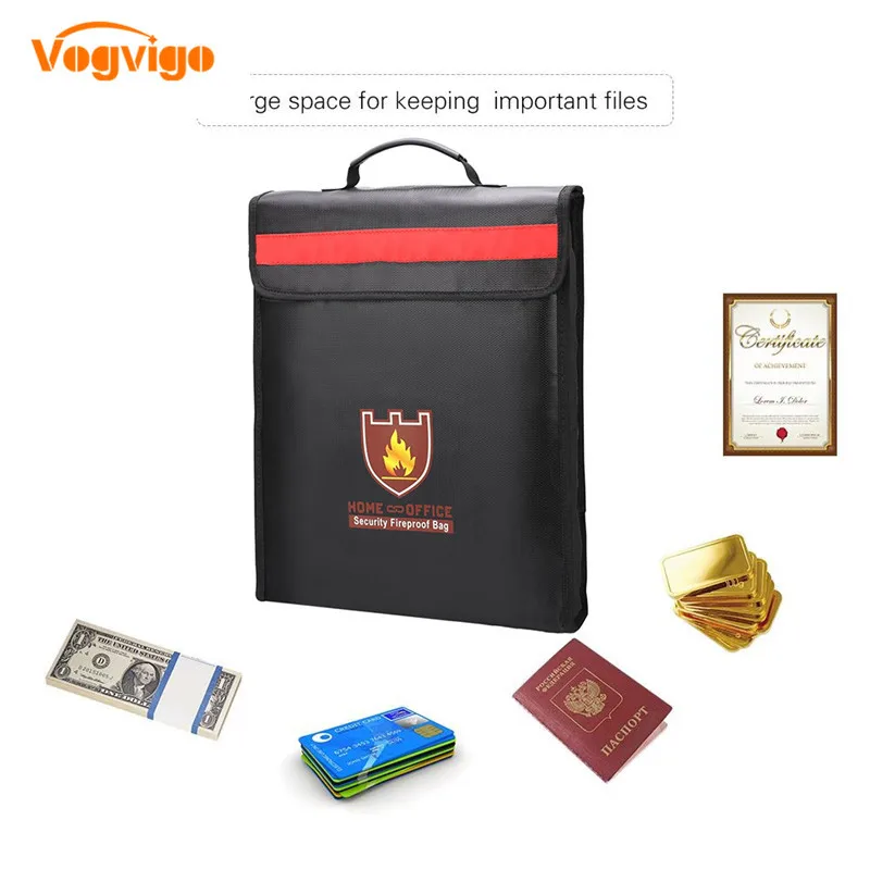 

VOGVIGO Fireproof Waterproof Document Bag Fire Bag with Reflective Strip for Home and Office Waterproof Storage Safety for Files