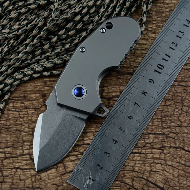 $ 1.73? M390 Stonewashed Blade Mini Pocket EDC Knife 756 Model Titanium Handle Folded for Camping Daily Gift and Collection