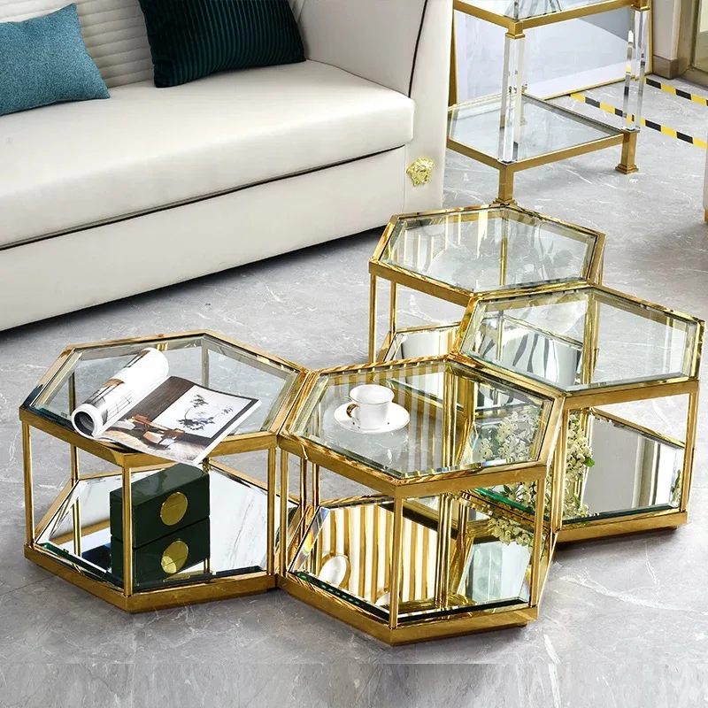

U-BEST modern living room glass top coffee table home furniture luxury side center coffee tea table