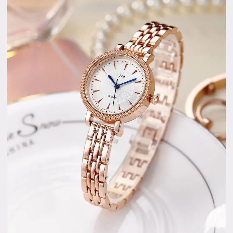 Новые модные женские кварцевые наручные часы из нержавеющей стали, браслет из розового золота, маленький циферблат, подарок, часы для студентов