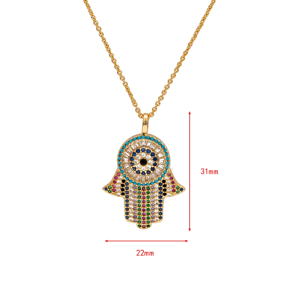 Ожерелье "Счастливый глаз", "Рука Хамса", "сглаза", ожерелье, золото, серебро, цвет цепи, цвет ful, циркон, кулон, ожерелье, модное ювелирное изделие для женщин EY6693