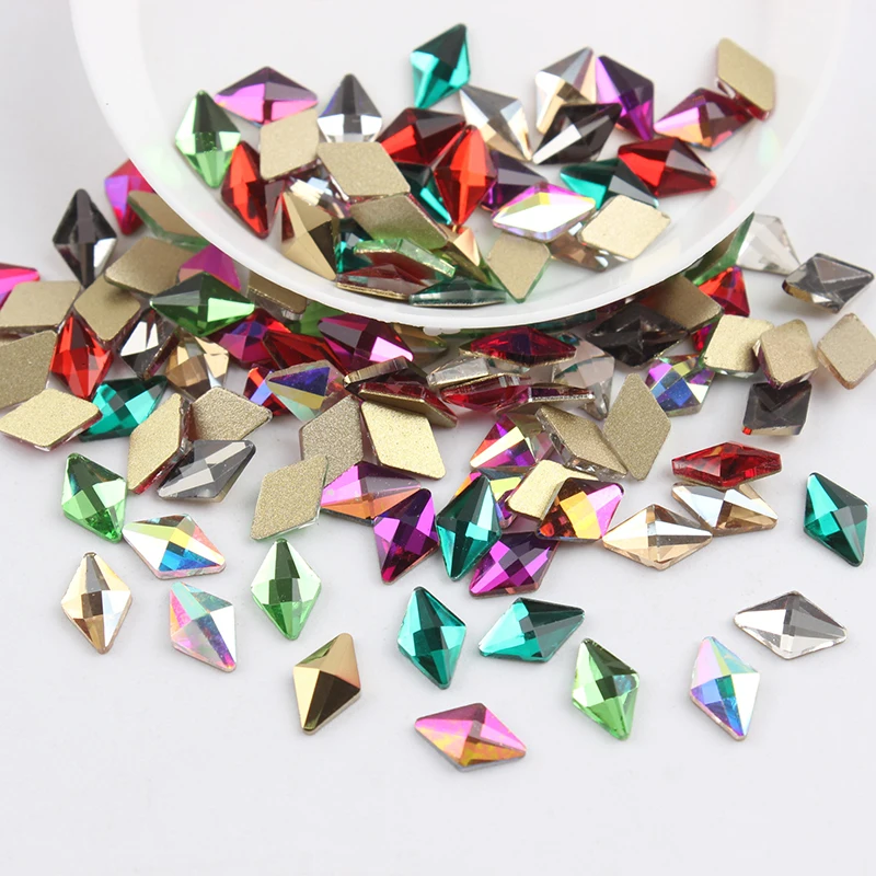 5x8mm Rhombus Все смешанные цвета, 30 шт, стразы для дизайна ногтей, сделай сам, без горячей фиксации, стеклянные камни для ногтей, драгоценные камни для 3D украшения для ногтей - Цвет: 5x8mm Rhombus