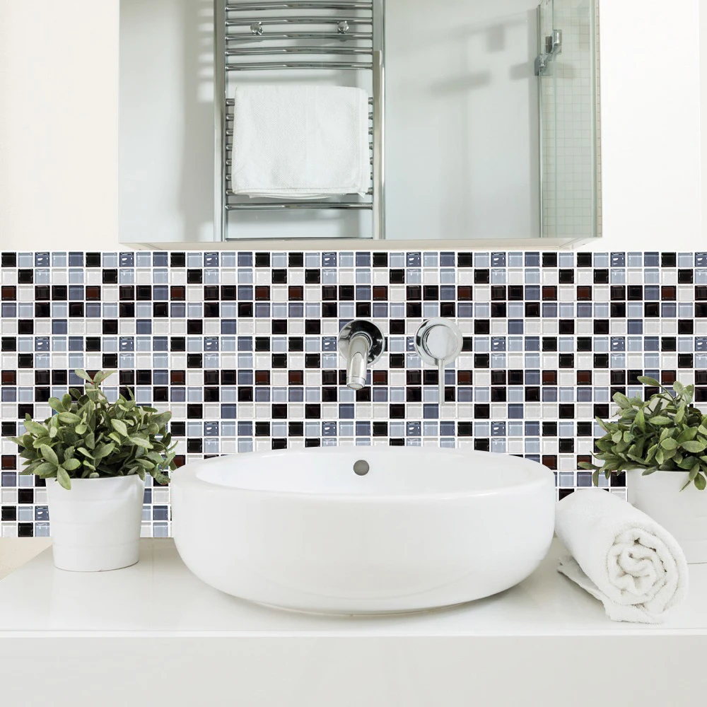 Мозаика Мрамор камень Плитки пол стены Стикеры печатных в 2d для Кухня Туалет