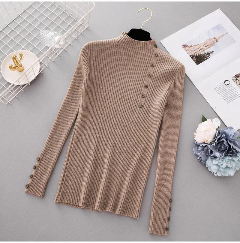 TOPPICK, Осенний Модный женский свитер, тонкий мягкий джемпер, свитер с пуговицами, вязаная рубашка для женщин