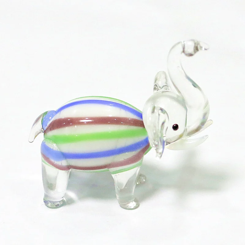 Handmade Murano Glass Elephant Figurines Home Room Desktop Christmas Decoration Ornaments Miniature Rural Style Animals Statue