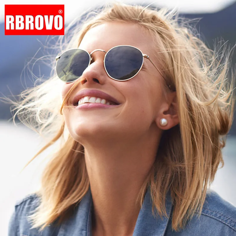 

RBROVO 2020 Retro Sunglasses Women Small Vintage Sun Glasses for Women/Men Luxury Sunglasses Women Mirror Oculos De Sol Feminino