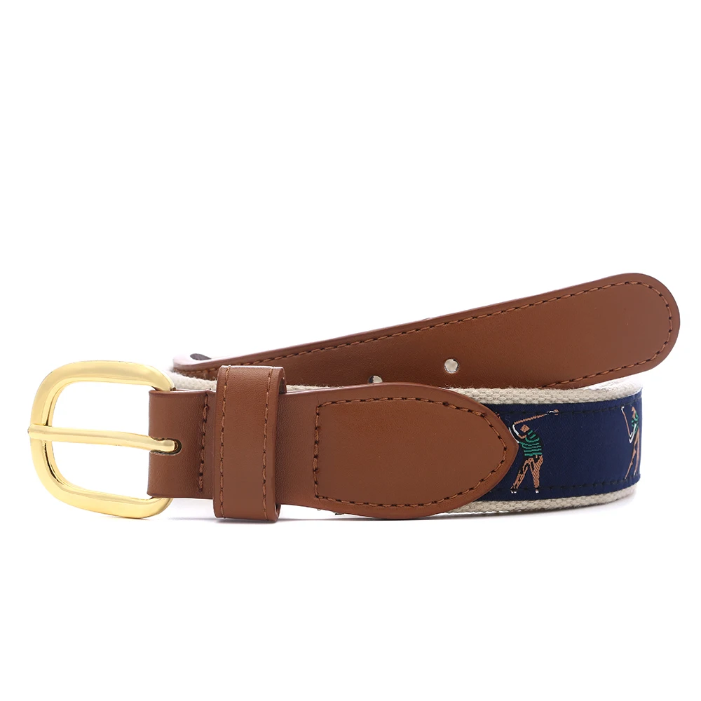 Leather embroidery canvas belt needle buckle lazy belt students simple belt low-cost manufacturers direct For children  adults