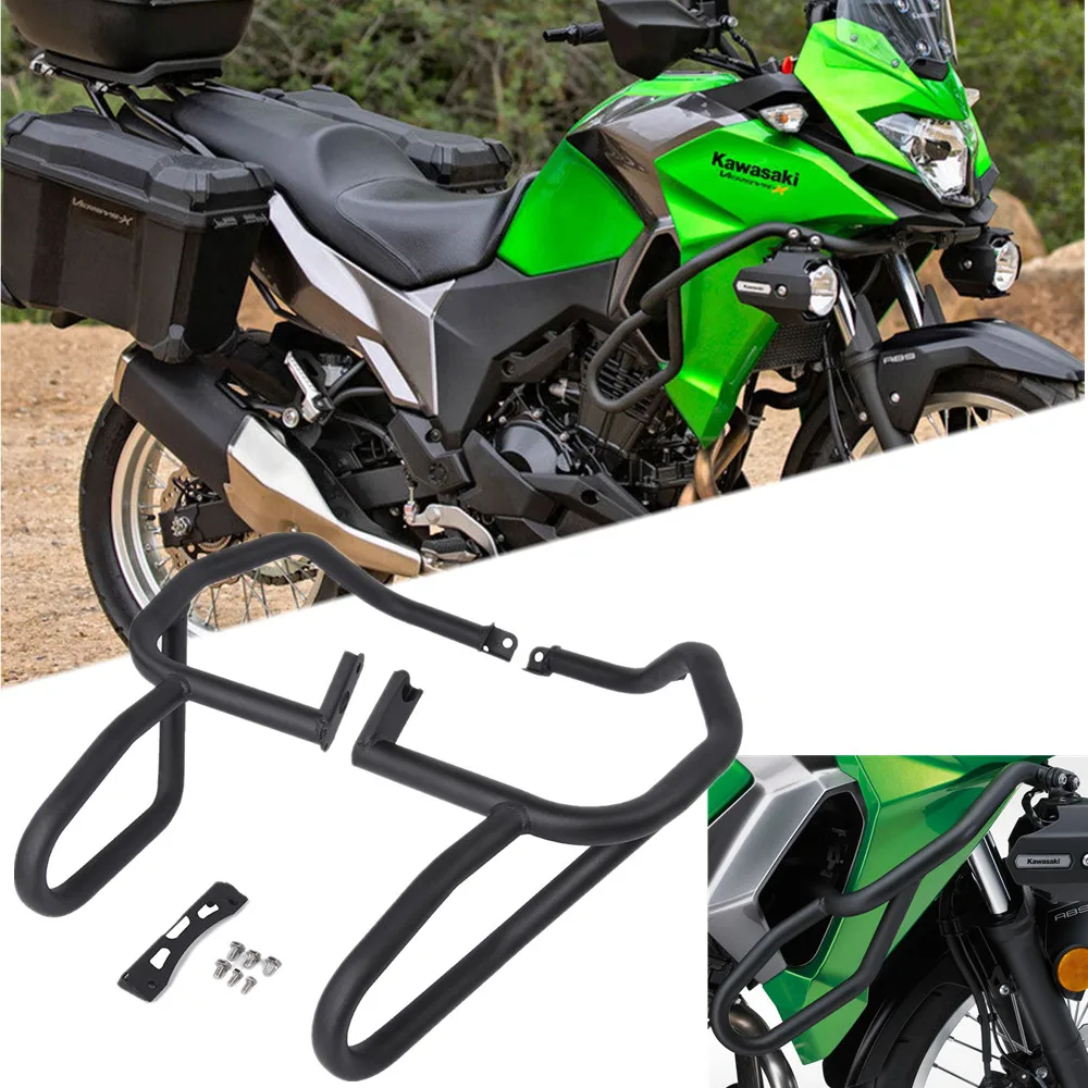 Матовая черная полоса защиты рамы двигателя для 2017 2018 Kawasaki Versys X300 X 300 Бамперы
