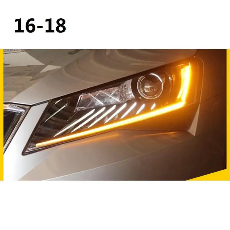 Авто экстерьер Automovil дневные ходовые автомобили светодиодные Drl лампы запчасти фары автомобильные фары в сборе 16 17 18 для Skoda Superb
