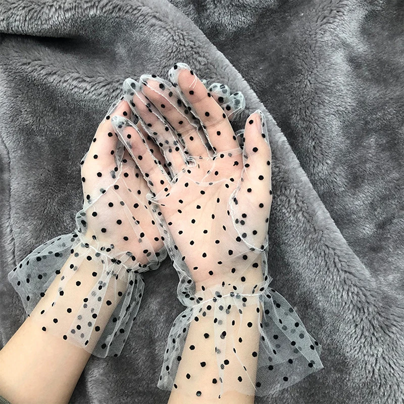Новинка 1 пара Изящные осенне-летние женские короткие тюлевые перчатки