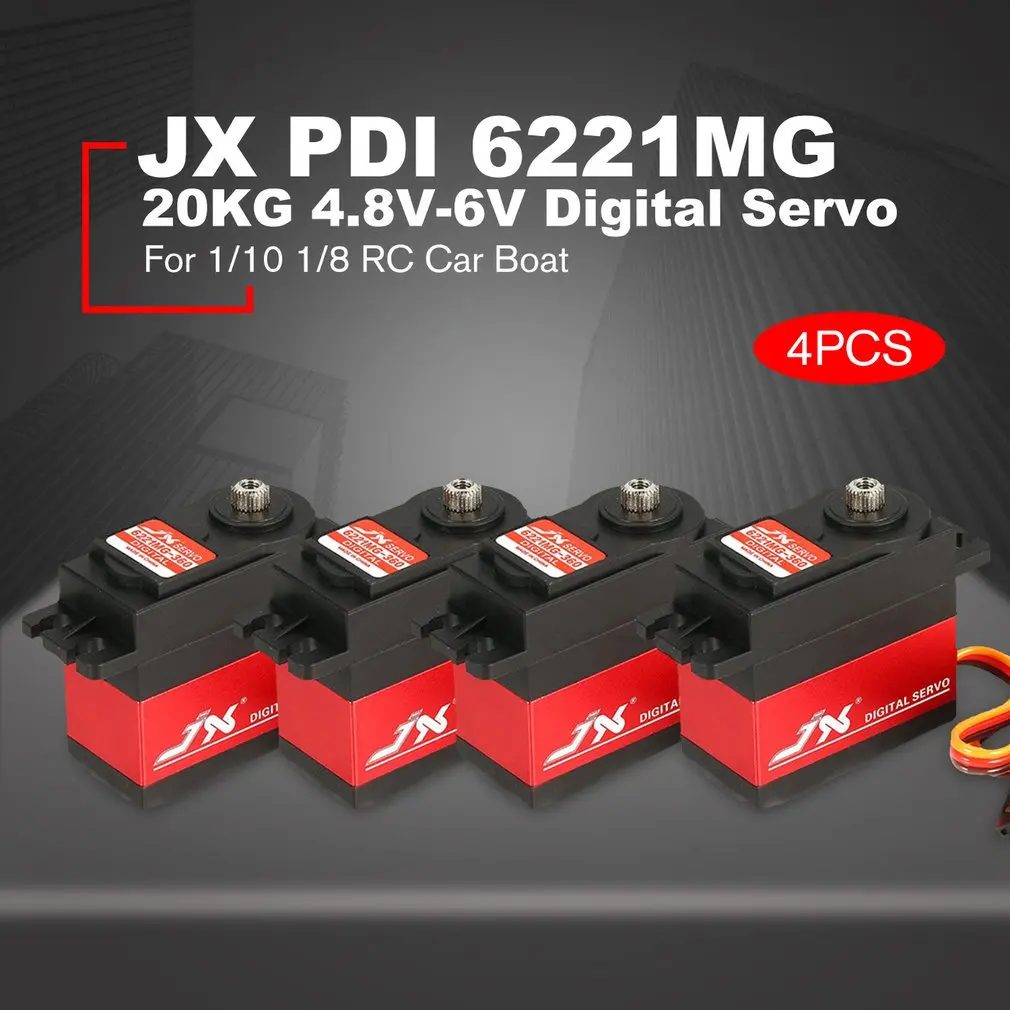 

4PCS JX PDI 6221MG 20KG 4.8V-6V Large Torque 360 Degree Digital Servo For 1/10 1/8 RC Car Boat Spare Parts Accessories