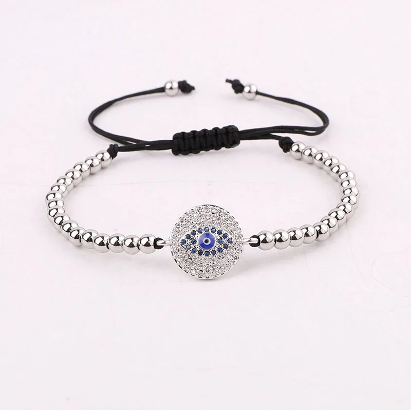 High Quality New Fashion Stainless Steel Beads CZ Pave Evil Eye Charm Braided Friendship Macrame Bracelet Women Men - Image 5