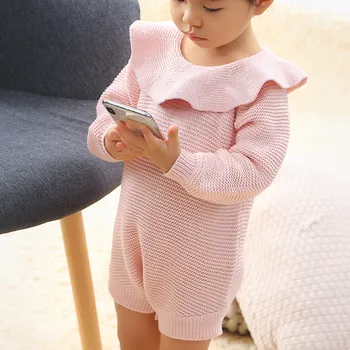 

Autumn Winter Baby Boy Girl Romper Long Sleeve Solid Color Knitted Warm Romper Jumpsuit Playsuit Newborn Baby Clothes For Girl