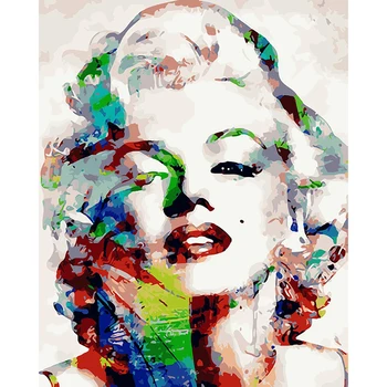

Famous Stars Coloring Painting By Numbers Hepburn Monroe Diy Canvas Acrylic Painting Wall Art Home decoration 40x50cm