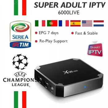 

X96mini Android Box + 1 Year 6000 IPTV Spain Germany Italy French Portugal Europe Channels Set Top Box m3u subscription smart tv
