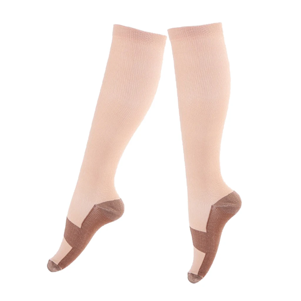 Unisex Copper Infused Compression Socks Calf Sleeve 20-30mmHg Graduated Flight Travel Anti-Fatigue Knee Stockings Magic sock