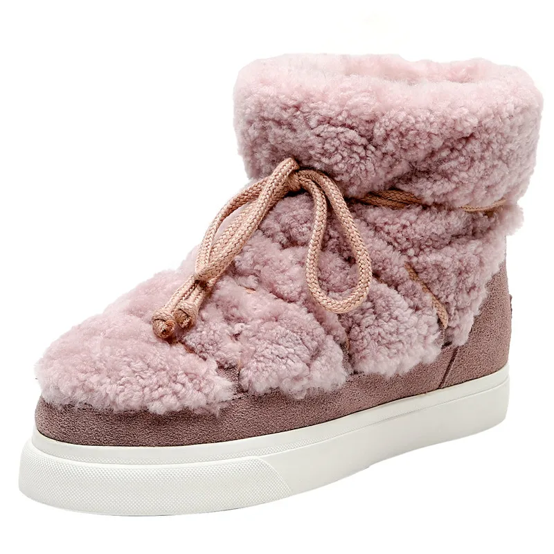 FEDONAS Sweet Women Wool Cow Suede Ankle Boots Female Big Size Snow Boots Dancing Casual Shoes Woman Newest Flats Platform