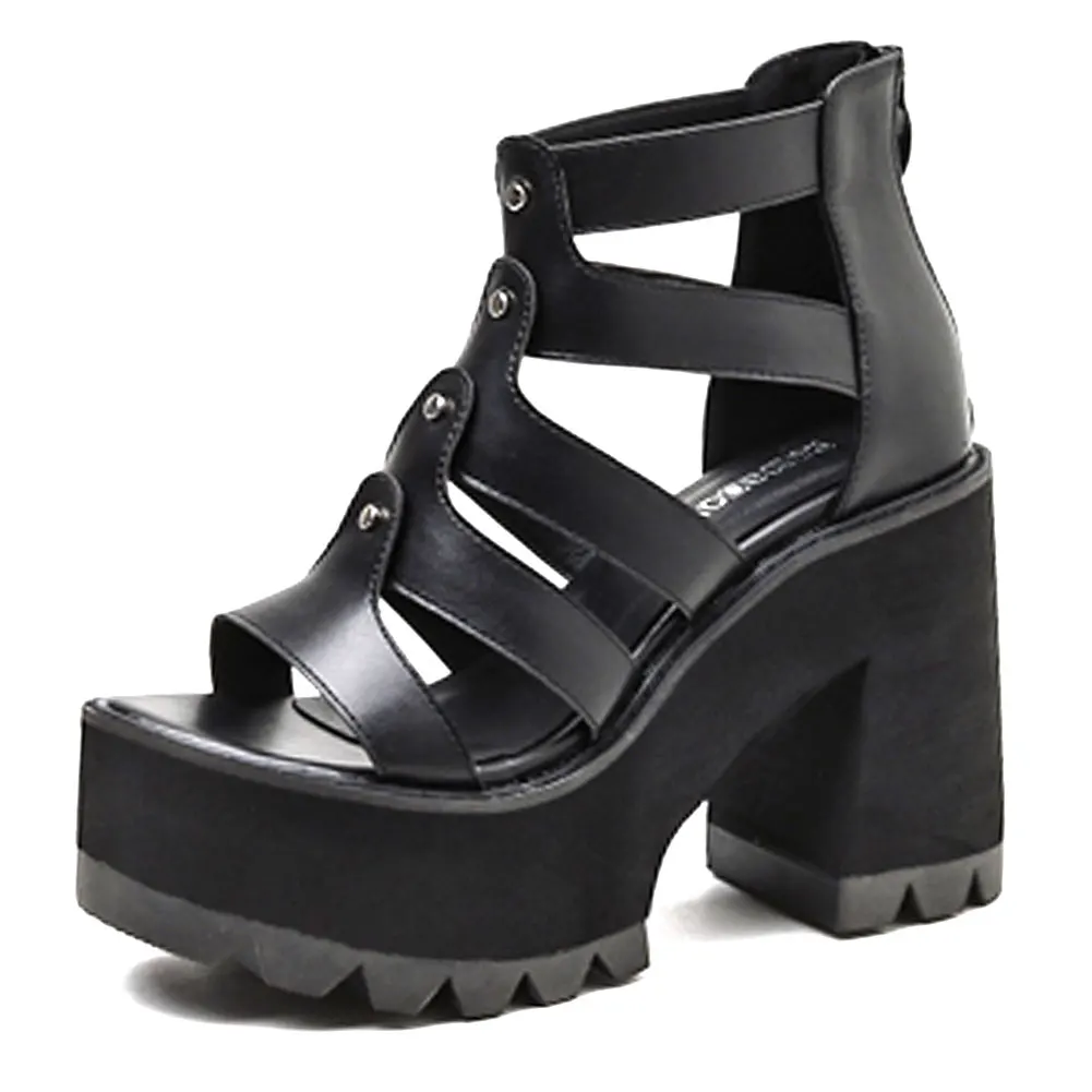 2021 Black Gothic Style Chunky Platform Height Increasing Brand New ...