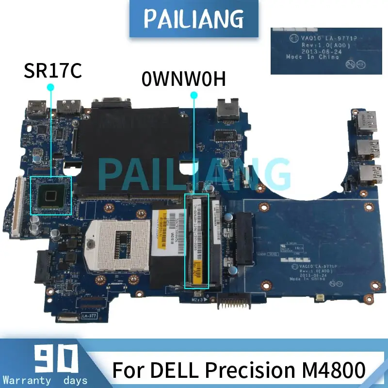 parpailiang m4800 placa principal sr17c drive ddr3 Placa-mãe para notebook - Imagem 2