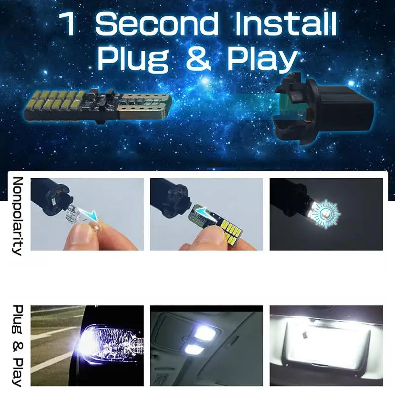 1 Pcs T10 LED ���� W5W Canbus 12V 4014 24SMD ��� �ڵ��� ���׸��� ���� �� ���� ���̵� ���̼��� �÷���Ʈ 5W5 LED ���� ����