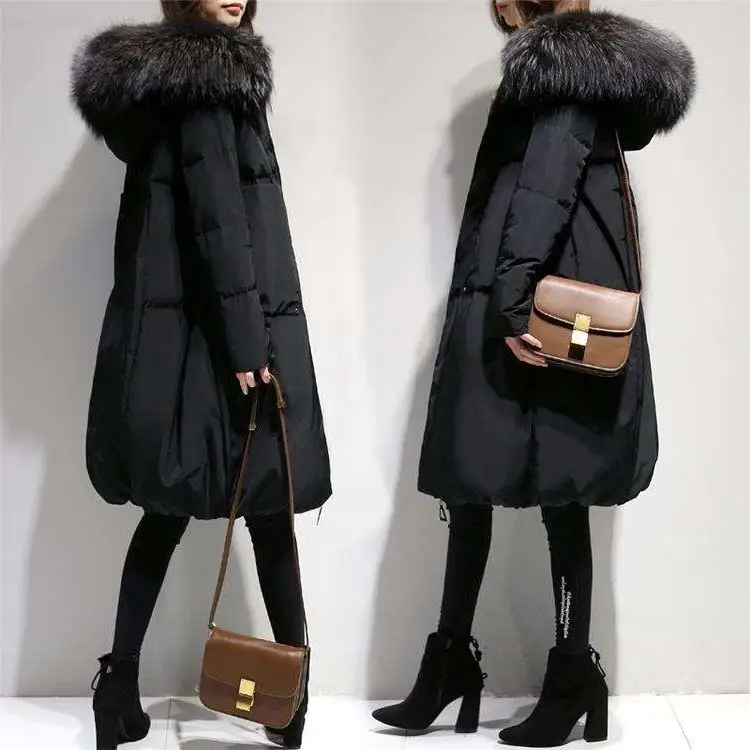 Большой размер-6XL зимняя женская Свободная Толстая теплая куртка Женский воротник из искусственного меха с капюшоном пуховое хлопковое пальто парки верхняя одежда