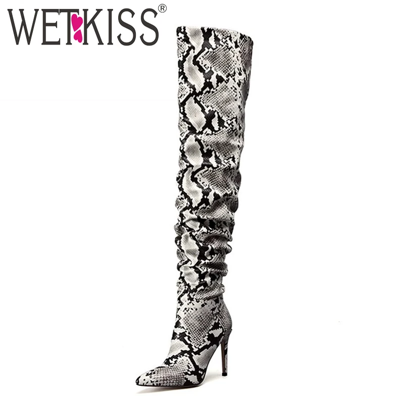 snakeskin slouch boots