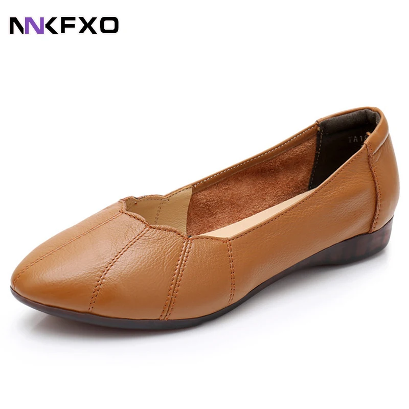 

Women Shoes Woman Genuine Leather Flat Shoes Female Casual Work Ballet Flats Women Flats Larger size ladies shoes vc2869