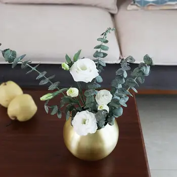 

Stainless Steel Flower Vase Metal Round Flower Pot Golden Planter Succulent Green Plant Bonsai Pot For Home Garden Decoration