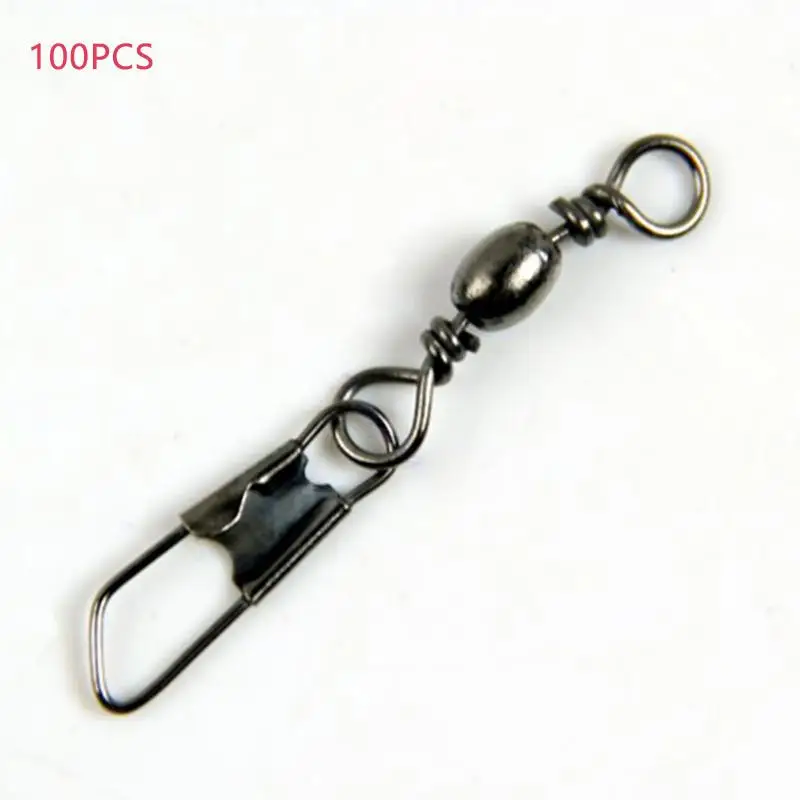 Drop Ship 100 Pieces/pack Carbon Steel Plate Brass Barrel Swivel Solid Rings Fishing Pin Connector With Interlock Snap | Спорт и