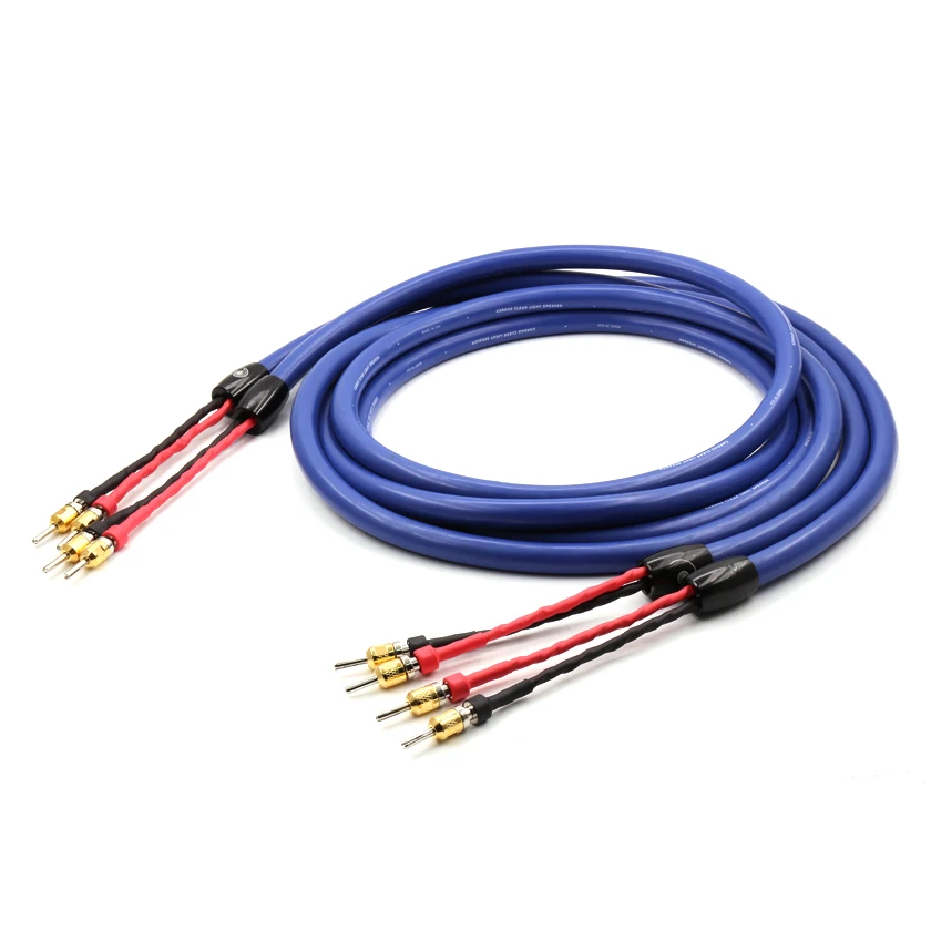 US $387.00 Free Shipping One Pair 25M Pair Audio Clear Light Speaker Cable With Rhodium Plated Banana Plug Audio Speaker Wire