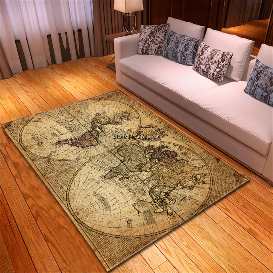 

European Living Room Carpet World Map Nordic Style Printed Carpet Bedroom Study Dining Room Dining Room Kitchen Carpet Mat
