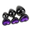Plug Anal placage noir métal romantique coeur cristal Base lisse godemichet Anal Anal perle Couple Anus dilatateur métal balle masseur ► Photo 3/6