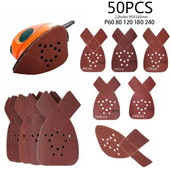 

50pcs Sanding Sheets DCMS20C BDEMS600 Aluminum Oxide 60/80/120/150/220 Grit