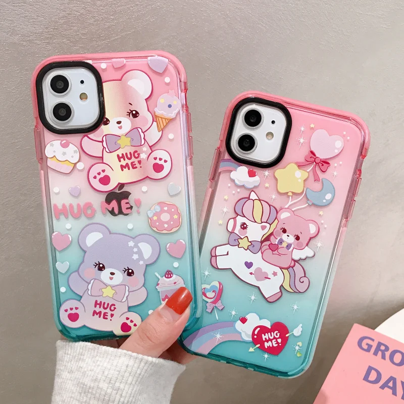 Корейский мультфильм милый медведь красочный бампер чехол для iPhone SE 11 Pro XS Max XR X 7 8